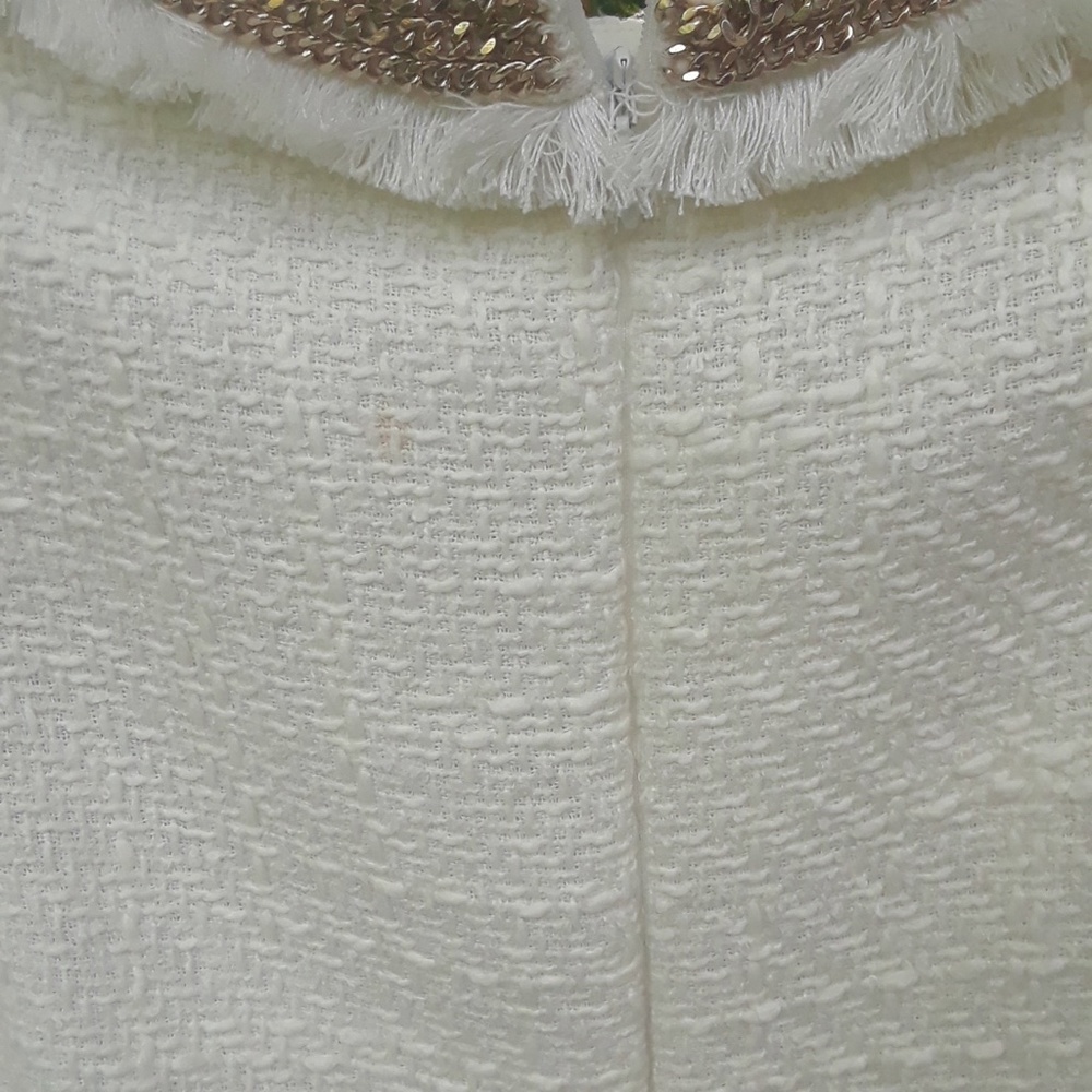 Rachel Zoe Chain Off White Tweed Fringe Trim - Picture 5 of 10